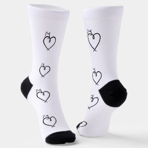 Chaussette Chaussettes à motif de cœur de chat stylisé