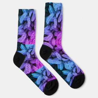 Chaussette Chaussettes à motif de feuille noir et blanc