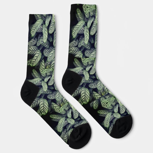 Chaussette Chaussettes à motif de feuilles noir et blanc (Droite)