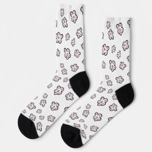 Chaussette chaussettes à motif de fleurs roses