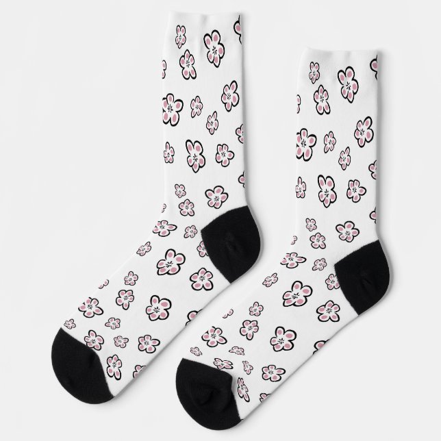 Chaussette chaussettes à motif de fleurs roses (Gauche)