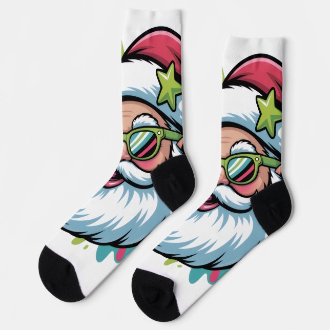 Chaussette Chaussettes à motif de Noël-Père Noël (Gauche)