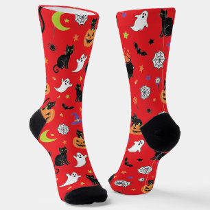 Chaussette Chaussettes à motif Halloween Chat Noir Fantôme