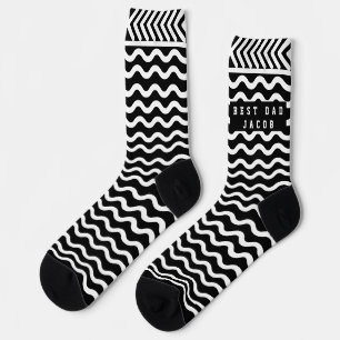 Chaussette Chaussettes à motif ondulé rouge avec nom de papa