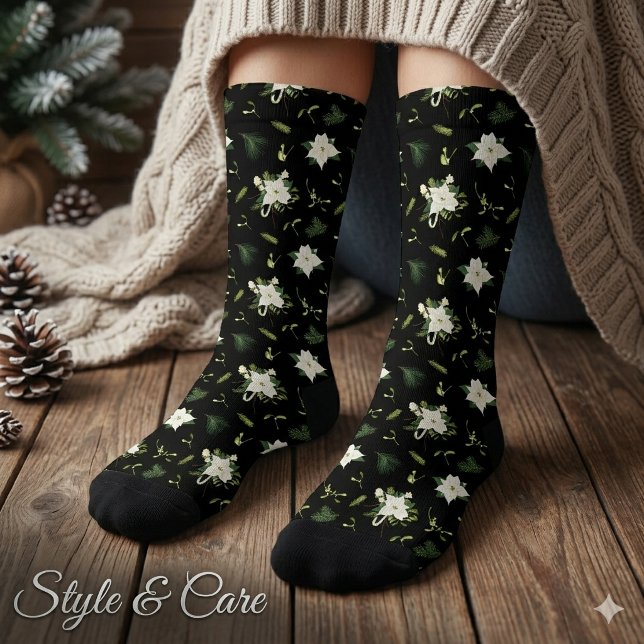 Chaussette Chaussettes à motif vert blanc Cadeau de mode inte (Green White Pattern Socks Timeless Fashion Gift)