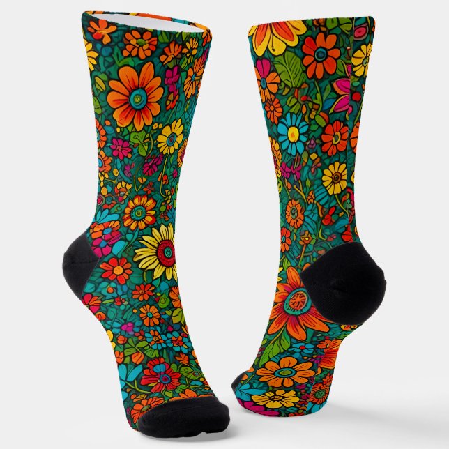 Chaussette Chaussettes à motifs floraux à fleurs Whimsical et (Angulaire)