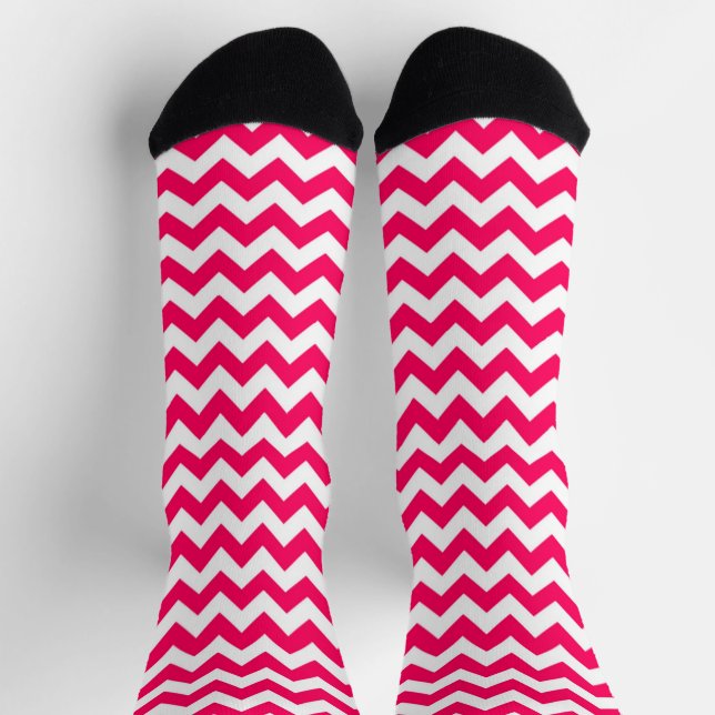 Chaussette Chaussettes à rayures de chevron rose et blanc (Haut)