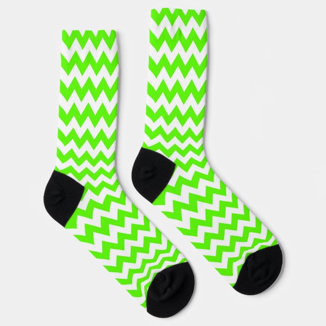 Chaussette Chaussettes à rayures de chevron vert et blanc (Droite)