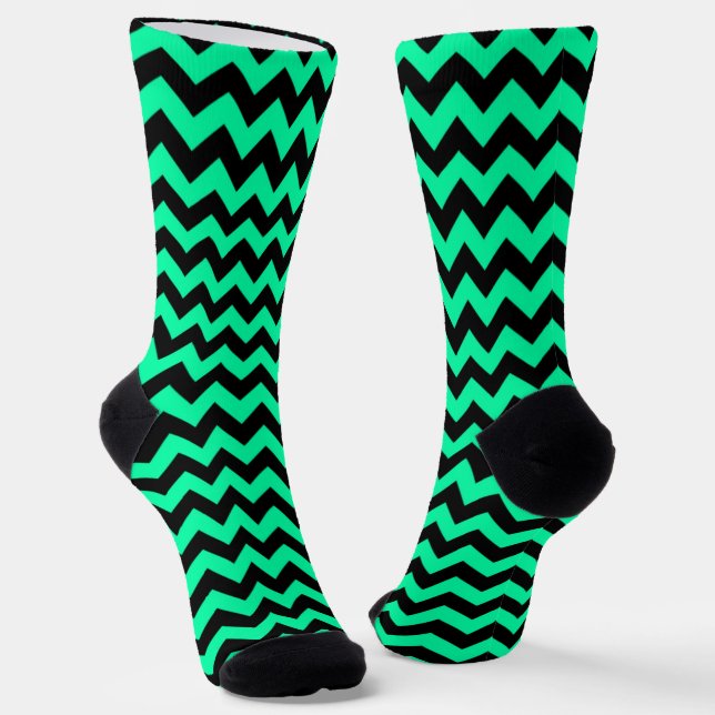 Chaussette Chaussettes à rayures de chevron vert et noir (Angulaire)