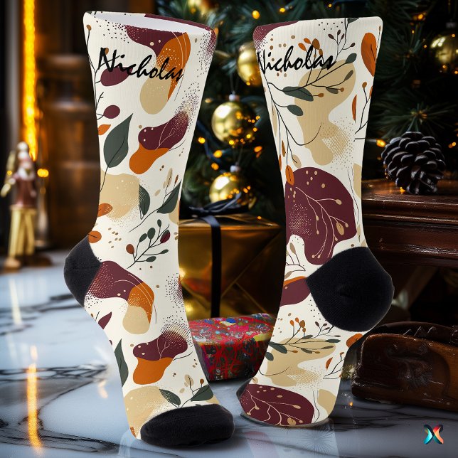 Chaussette Chaussettes Abstraites d'Automne avec Feuilles et  (Créateur téléchargé)