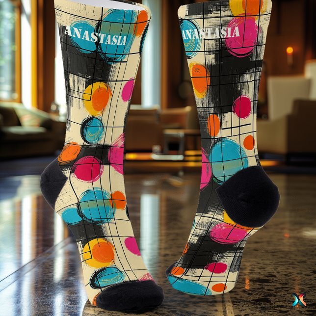 Chaussette Chaussettes Abstraites Ludiques avec Motif Circula (Créateur téléchargé)