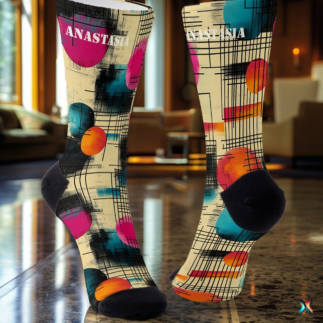 Chaussette Chaussettes Abstraites rétro avec design circulair (Créateur téléchargé)