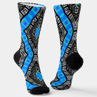 Chaussette Chaussettes Afro Pop Colorées Noir Et Bleu Kente