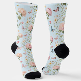 Chaussette Chaussettes aquarelle papillon floral