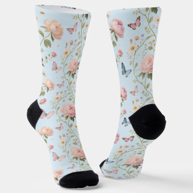 Chaussette Chaussettes aquarelle papillon floral (Angulaire)