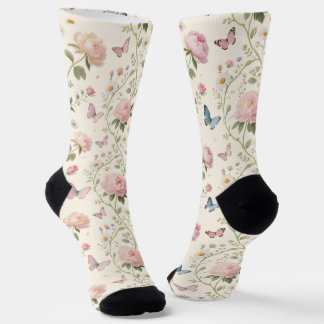 Chaussette Chaussettes aquarelle papillon floral