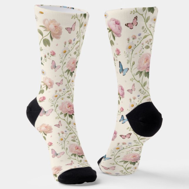 Chaussette Chaussettes aquarelle papillon floral (Angulaire)