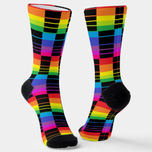 Chaussette Chaussettes Arc-En-Ciel Avec Style Plaid Noir