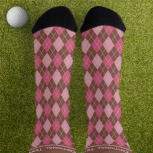 Chaussette Chaussettes Argyle Rose sur Fond Brun avec votre p