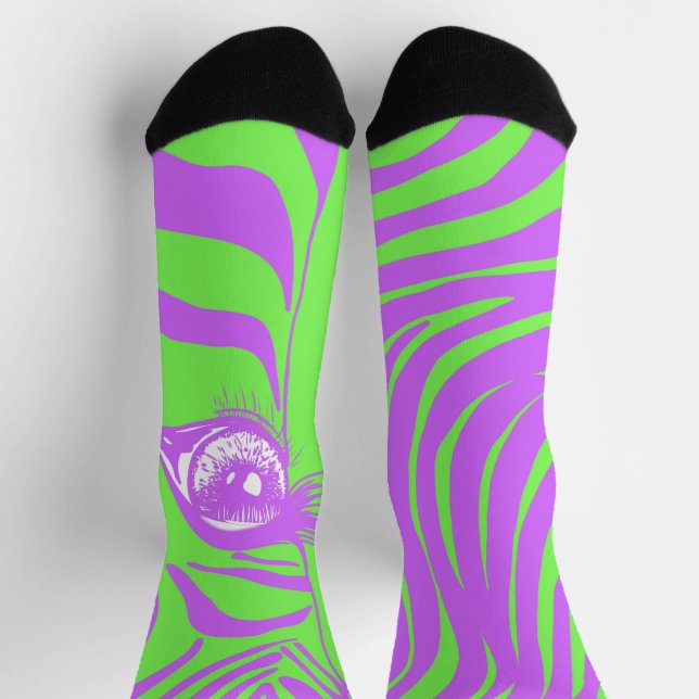 Chaussette Chaussettes asymétriques zèbre vert citron (Haut)