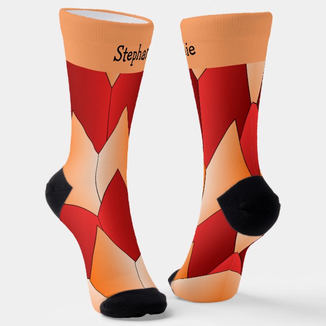 Chaussette Chaussettes au design Art déco orange rouge (Angulaire)