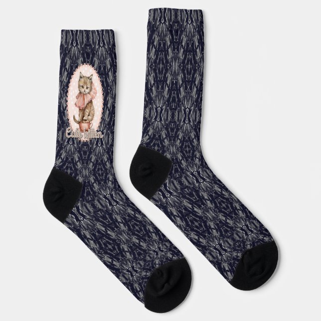 Chaussette chaussettes avec application d'un petit chaton (Droite)