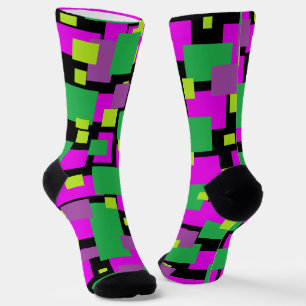 Chaussette Chaussettes avec du vert noir et de l'art géométri