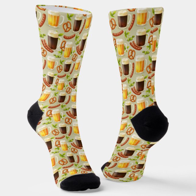 Chaussette Chaussettes Bière, Saucisse & Bretzel d'Oktoberfes (Angulaire)