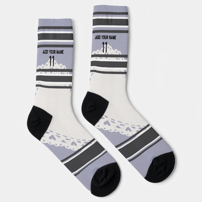 Chaussette Chaussettes Black and blue & orange - Nom Numéro (Droite)