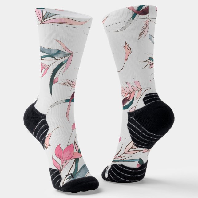 Chaussette Chaussettes blanches avec un motif floral présenta (Angulaire)