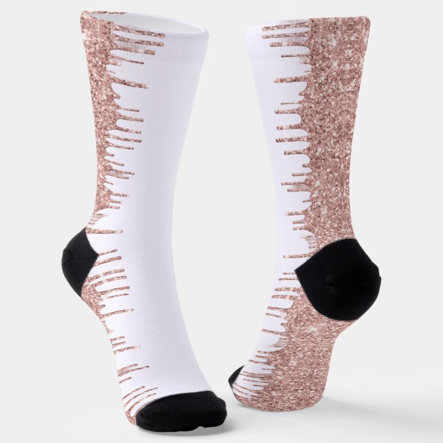 Chaussette Chaussettes blanches brillantes en or rose (Angulaire)