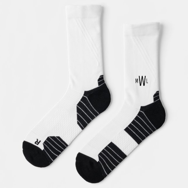 Chaussette Chaussettes blanches Monogrammes noires (Gauche)