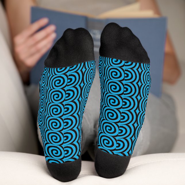 Chaussette Chaussettes bleu aqua à tourbillons épais (Fond)