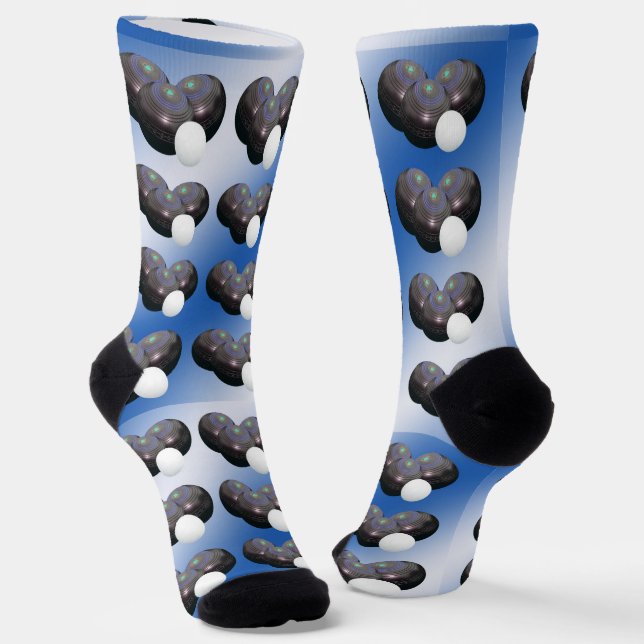 Chaussette Chaussettes Bleu Et Blanc De Boules Sur Gazon (Angulaire)