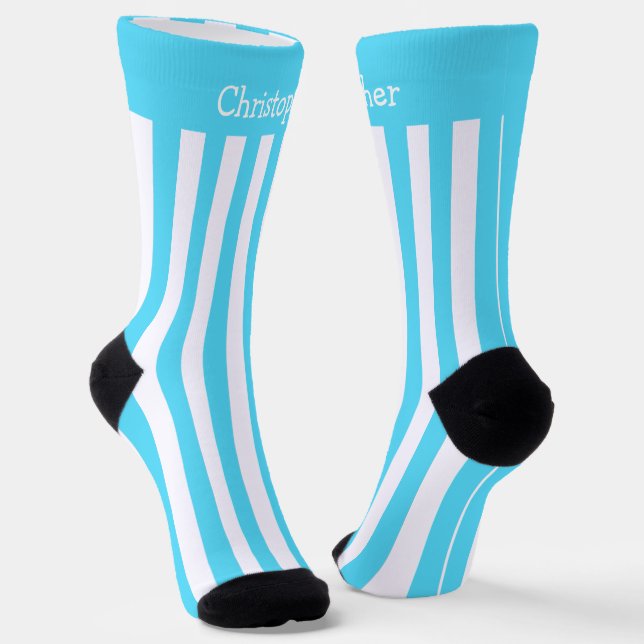 Chaussette Chaussettes Bleu Et Blancs Design (Angulaire)