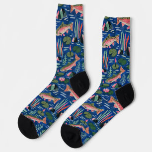 Chaussette Chaussettes bleues au truite Chaussettes à motif