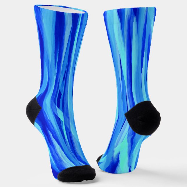 Chaussette Chaussettes Bleues Avec Aquarelle Abstraite (Angulaire)