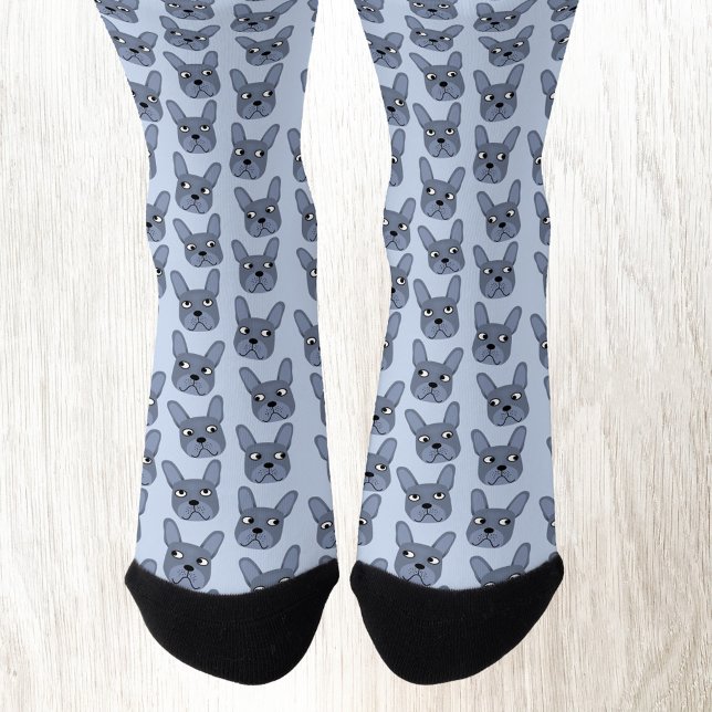 Chaussette Chaussettes Bleues Français Bulldog (Fun blue French Bulldog Frenchie socks)