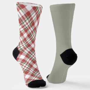 Chaussette Chaussettes Chaudes Rouge Vert Vintage Noël Plaid
