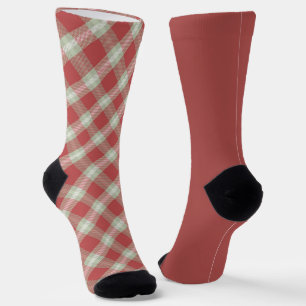 Chaussette Chaussettes Chaudes Rouge Vert Vintage Noël Plaid