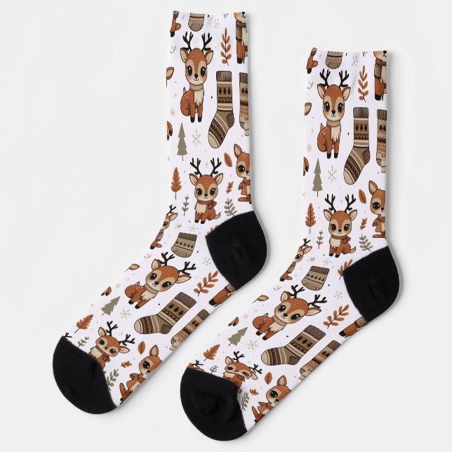 Chaussette Chaussettes Chauffantes aux Cerfs - Conception Mot (Gauche)