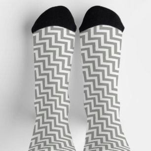 Chaussette Chaussettes Chevron Gris Blanc