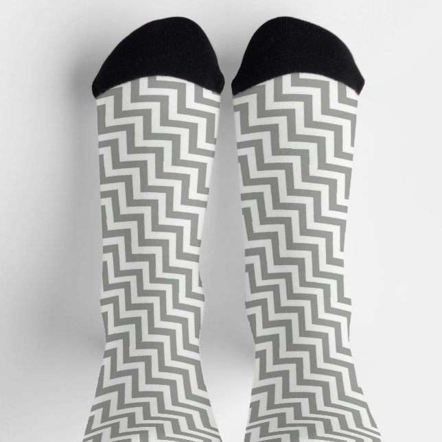 Chaussette Chaussettes Chevron Gris Blanc (Haut)