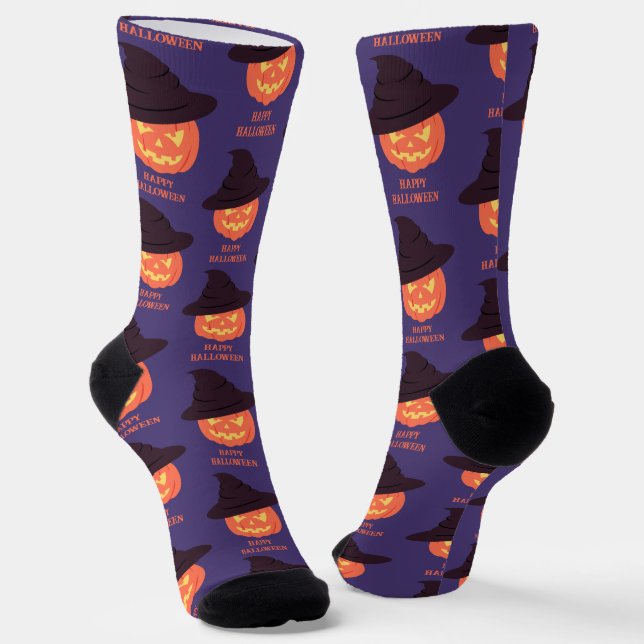Chaussette Chaussettes Citrouille rétro "Happy Halloween" - V (Angulaire)