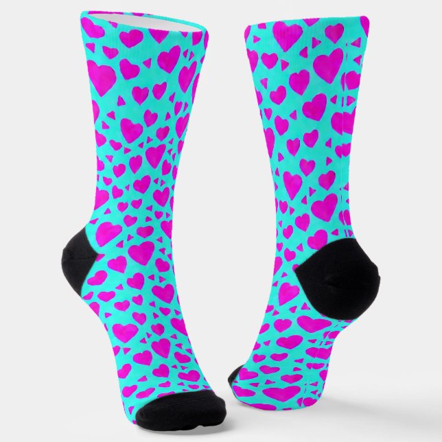 Chaussette Chaussettes Coeur Doodle Rose (Angulaire)