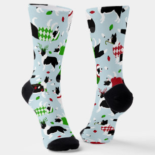 Chaussette Chaussettes Collie Bordure Noël