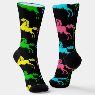 Chaussette Chaussettes colorées Vintage Style Cheval Black Fu