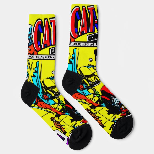 Chaussette Chaussettes Comics CAT-MAN des années 1940 (Droite)