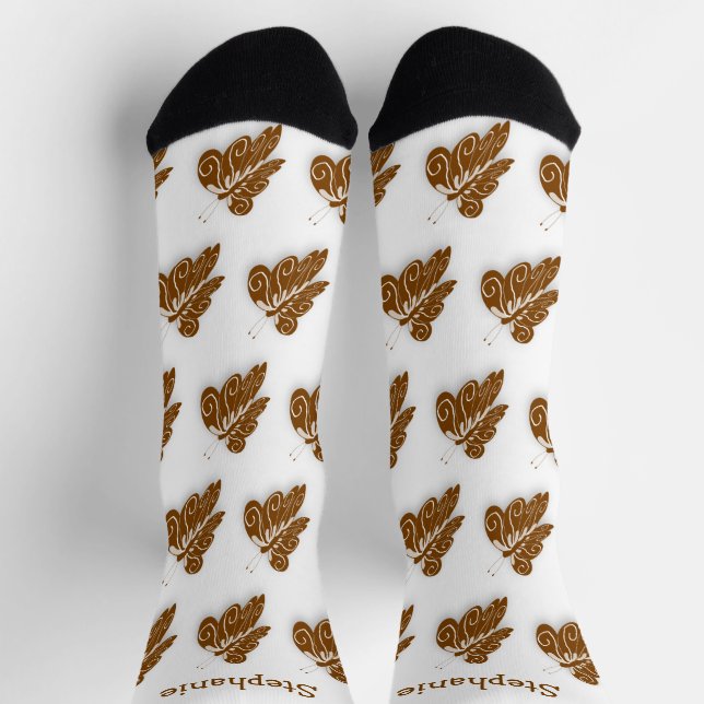 Chaussette Chaussettes Conception papillon au chocolat (Haut)