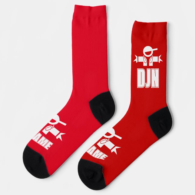 Chaussette Chaussettes Cool Music DeeJay avec nom personnalis (Gauche)